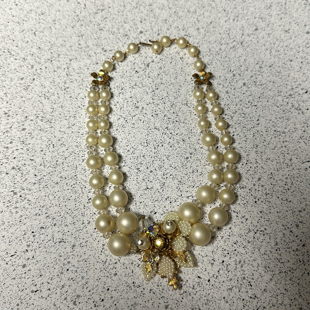 Mid-century stunning Vintage De Mario pearl and filigree necklace - Picture 5 of 8